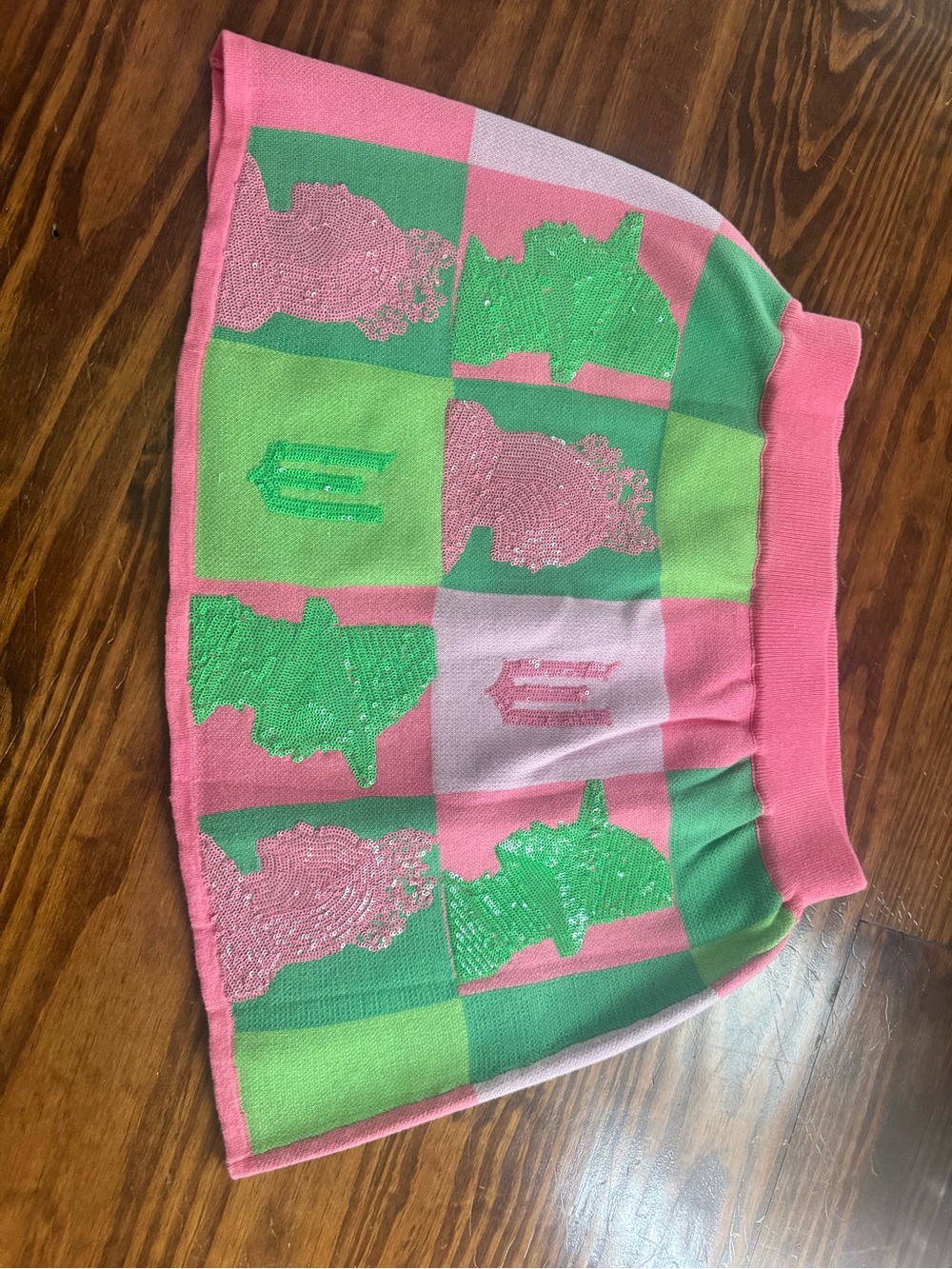 Girls Pink & Green wicked Patterned Knit Skirt